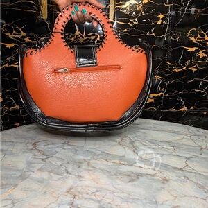 Orange and Black Women's Handbag